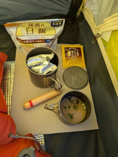 太郎平キャンプ場での夕食