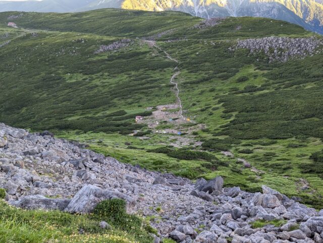 雲ノ平山荘からキャンプ場までの道のり